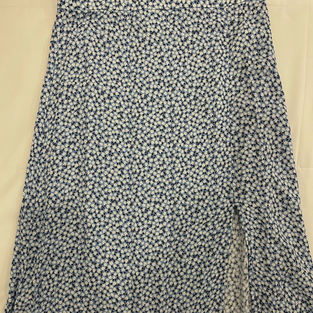 H&M Floral Midi Skirt Blue
